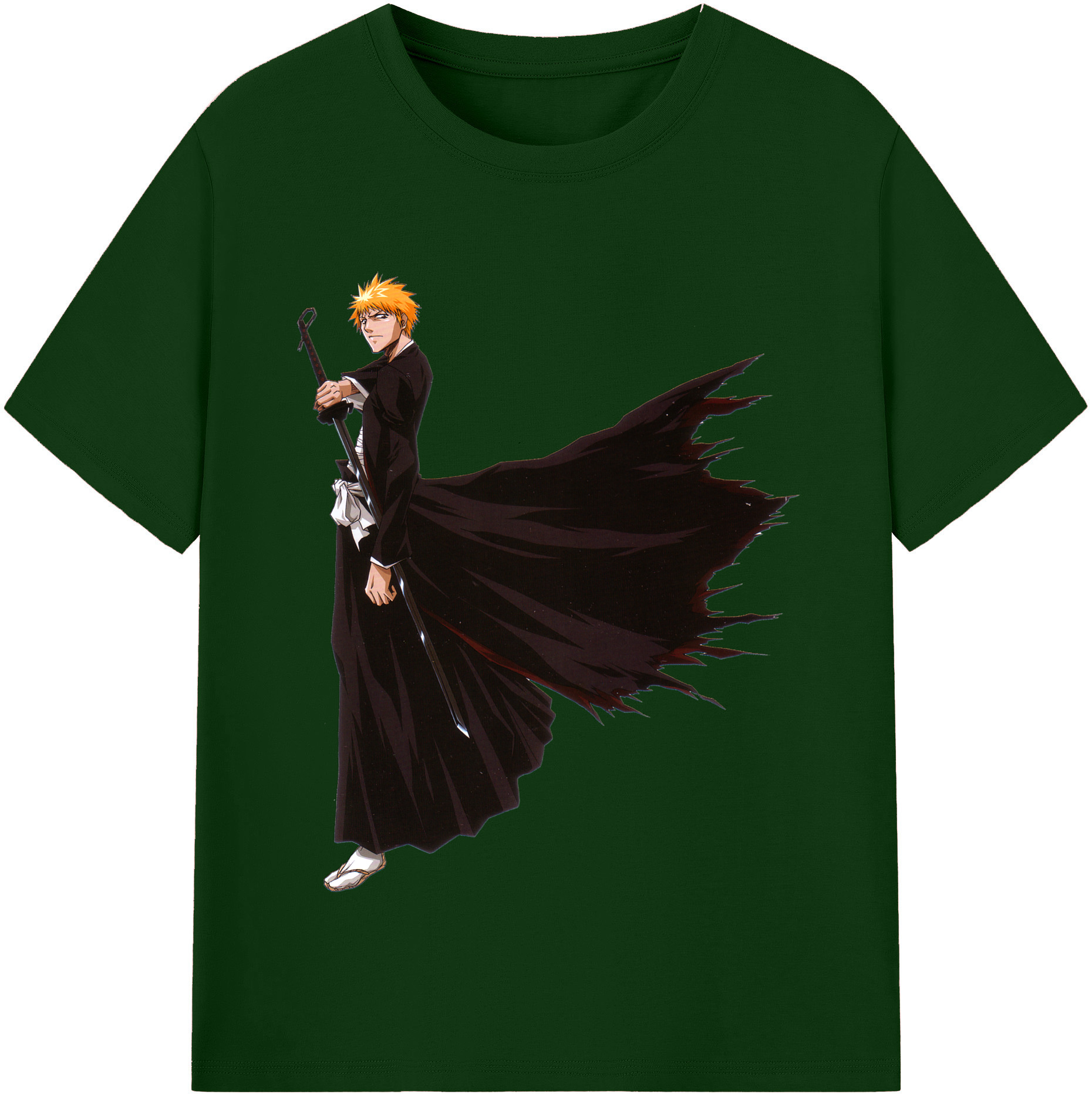 （画像用） ブリーチ 黒崎一護（くろさき いちご）BLEACH Kurosaki Ichigo 綿100％半袖Tシャツ（フロントプリント）